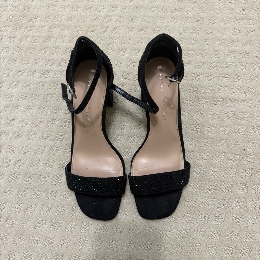 Kelly & Katie Black Heels with Ankle Strap